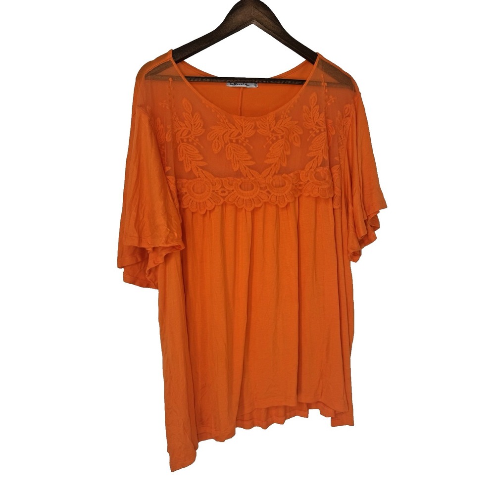 Orange flutter sleeve blouse unbranded 2x‎ beachy boho festival indie plus